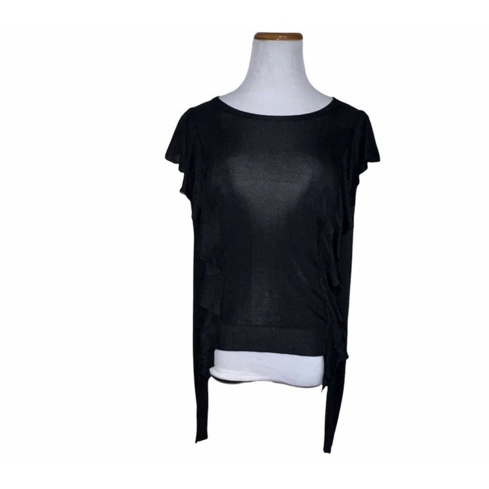 REBECCA MINKOFF STYLE S17002 BLACK RUFFLED LONG SLEEVE SHIRT LADIES SIZE MEDIUM